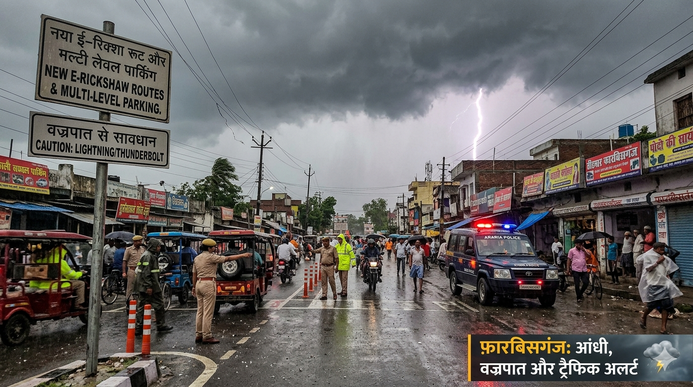 फारबिसगंज और अररिया में कुदरत का कहर: आंधी-तूफान के बीच वज्रपात का अलर्ट, प्रशासन ने जारी की चेतावनी